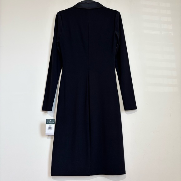 NWT Lauren Ralph Lauren black long sleeve silk tuxedo formal prom blazer dress - Picture 4 of 16